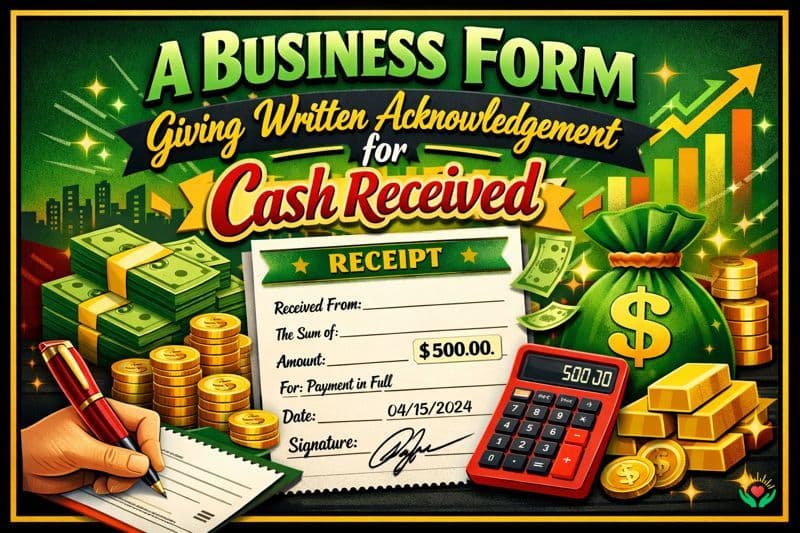 A Business Form Giving Written Acknowledgement for Cash Received